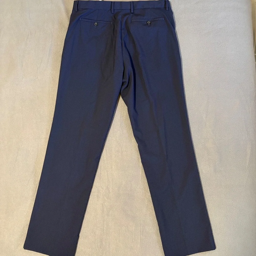Banana Republic Dress Pants Mens Fits 38x34 Navy Slim Fit Micro Check Trousers
